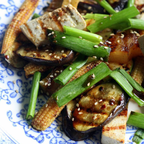 Grilled Vegetable Salad with Sesame Oil Dressing Recipe