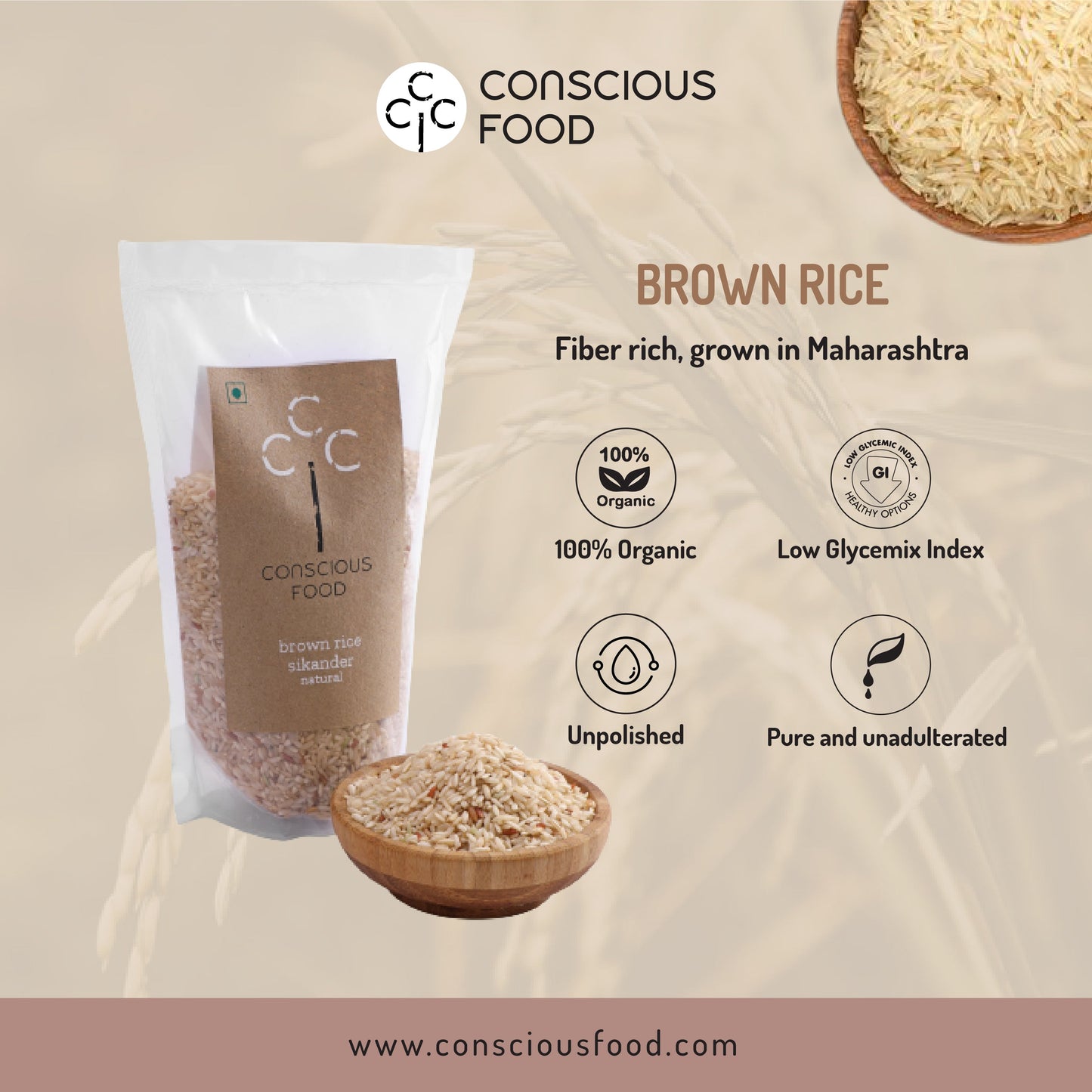 Brown Rice (Sikander) - Conscious Food Pvt Ltd