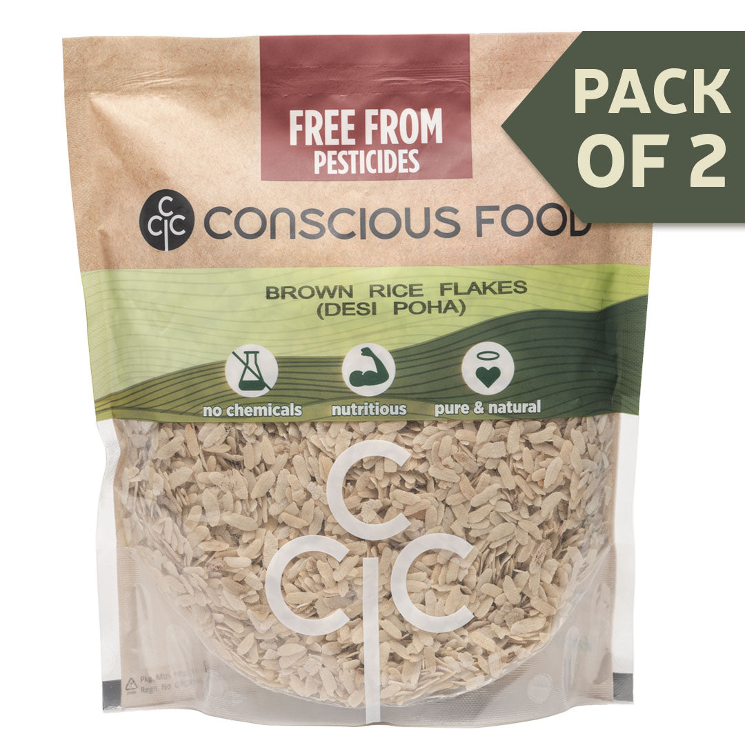 Desi Poha / Brown Rice Flakes - Pack of 2