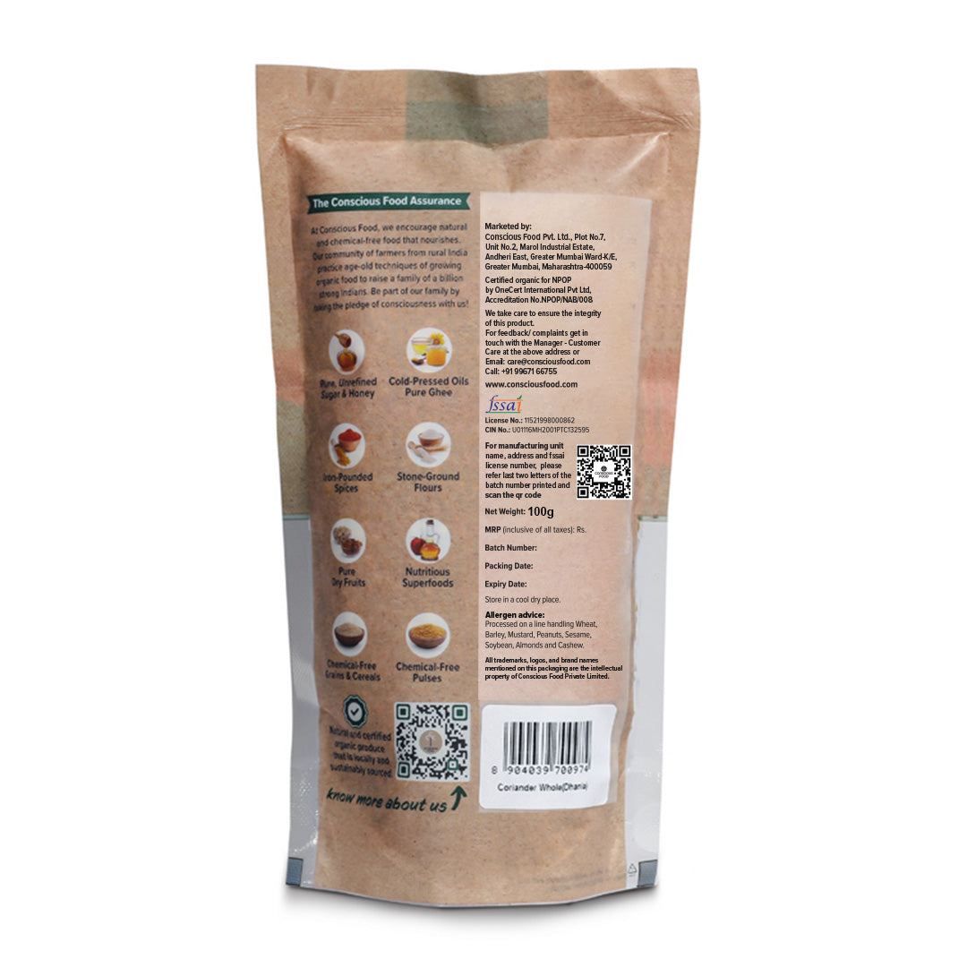 Dhania / Coriander Whole - Conscious Food Pvt Ltd