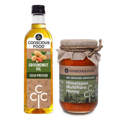 Pack of Groundnut Oil - 1L & Himalayan Multiflora Honey - 500g