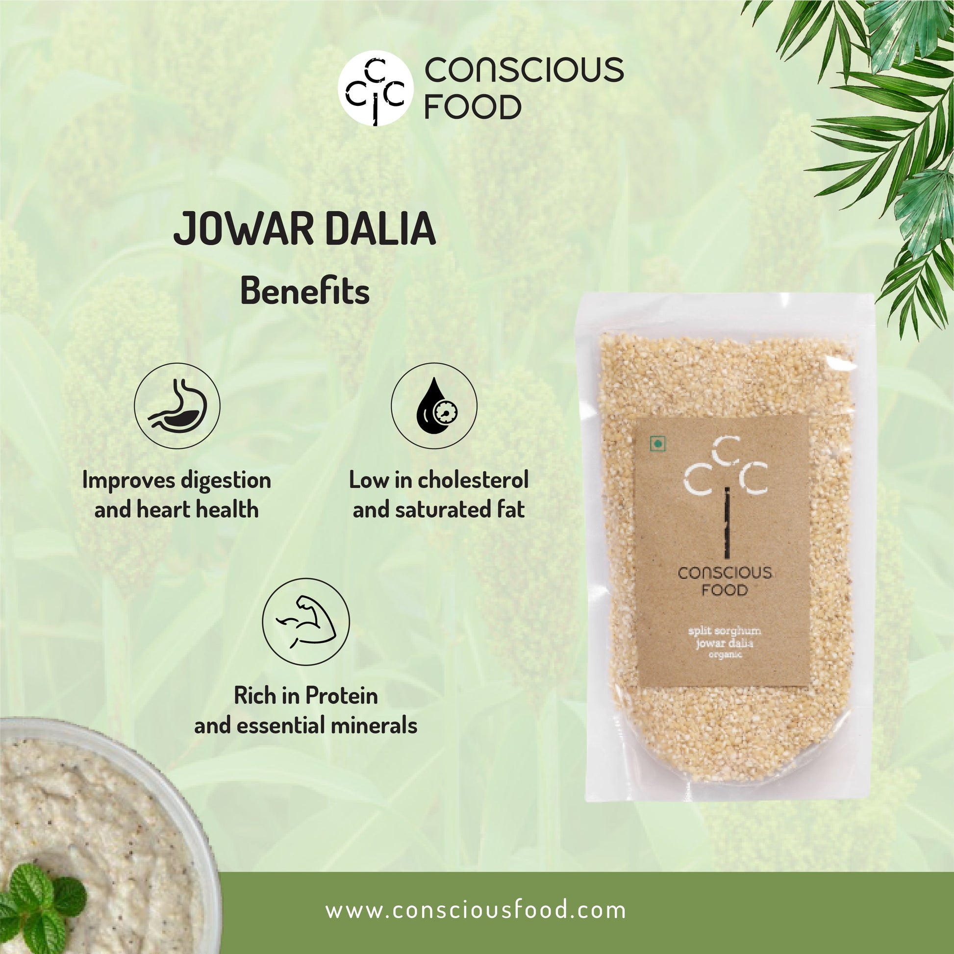 Split Sorghum (Jowar Dalia) - Gluten Free Dalia - Conscious Food Pvt Ltd