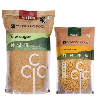 Pack of Raw Sugar - 2kg & Tuvar Dal - 1kg