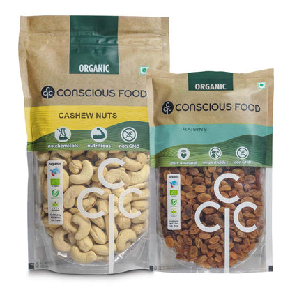 Pack of Cashews - 500g & Raisins - 250g - Conscious Food Pvt Ltd
