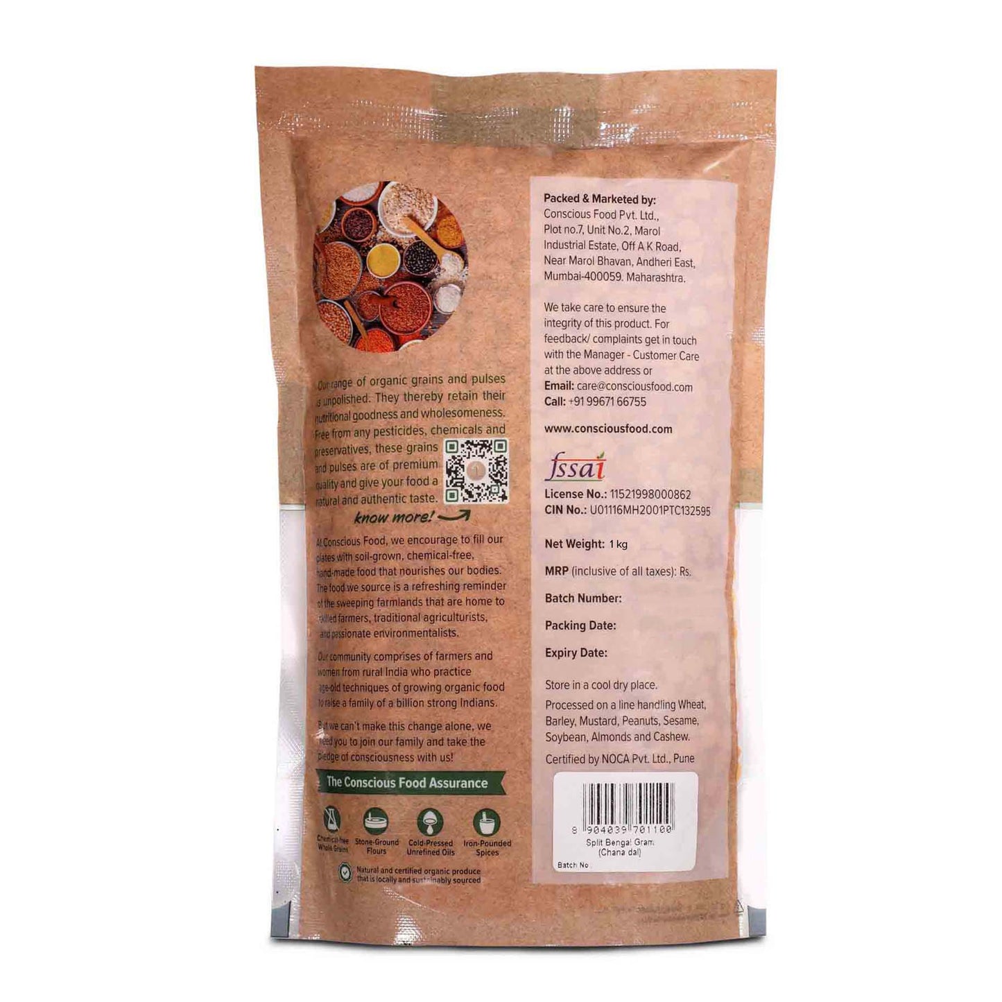 Chana Dal / Split Bengal Gram - Conscious Food Pvt Ltd