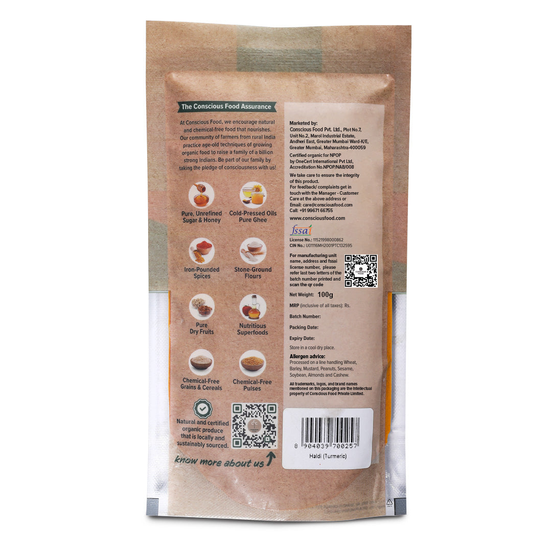 Haldi / Turmeric Powder - 100g - Conscious Food Pvt Ltd