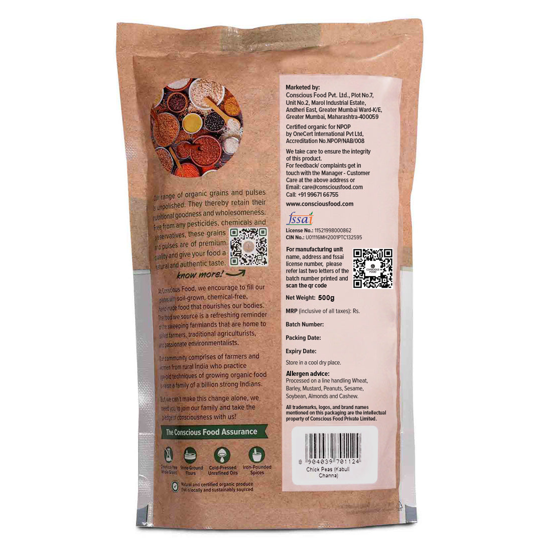 Kabuli Chana / Chickpeas - Conscious Food Pvt Ltd