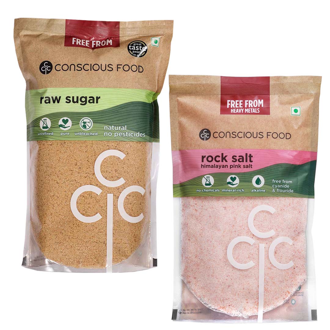 Pack of Raw Sugar & Himalayan Rock Salt - Conscious Food Pvt Ltd