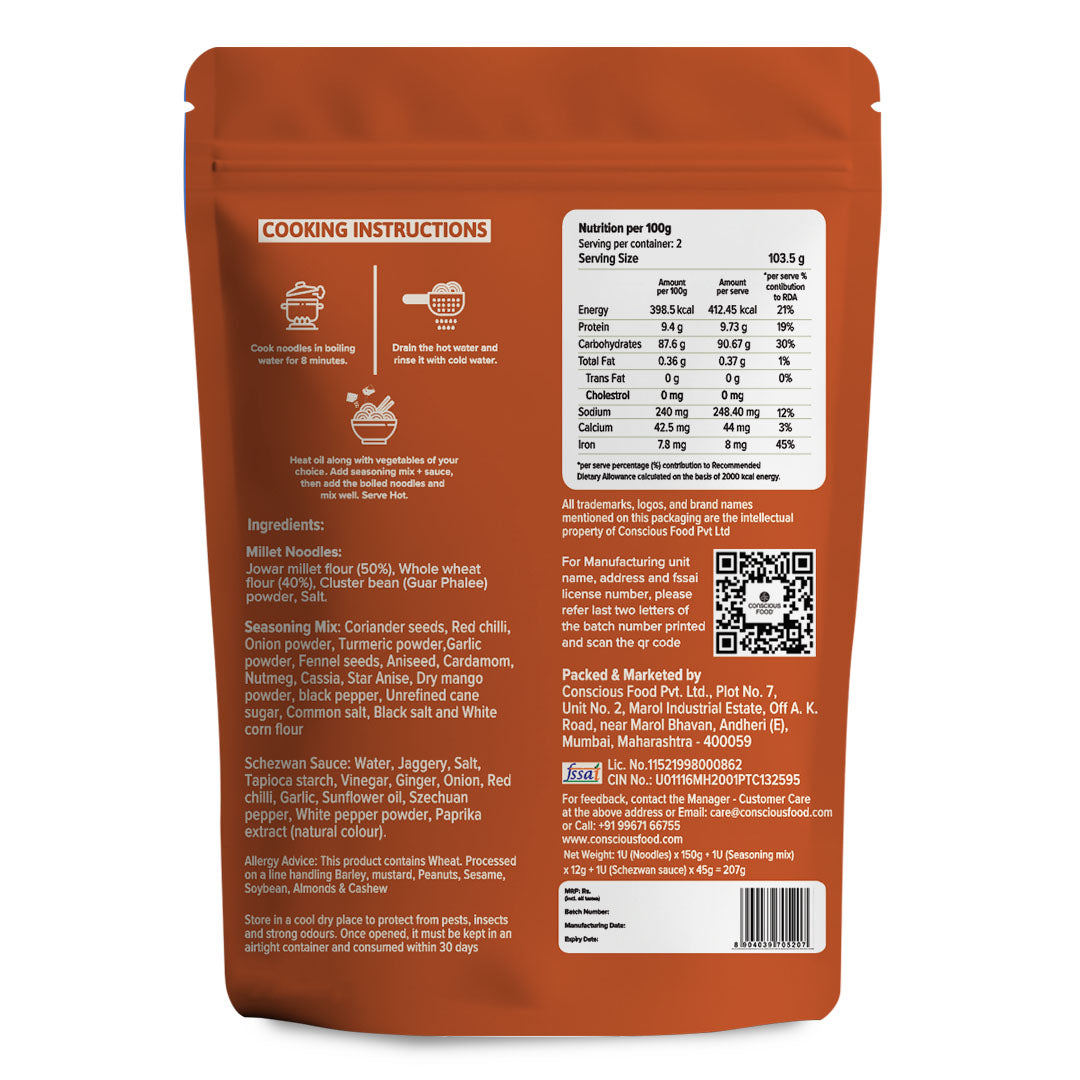 Schezwan Millet Noodles - Conscious Food Pvt Ltd