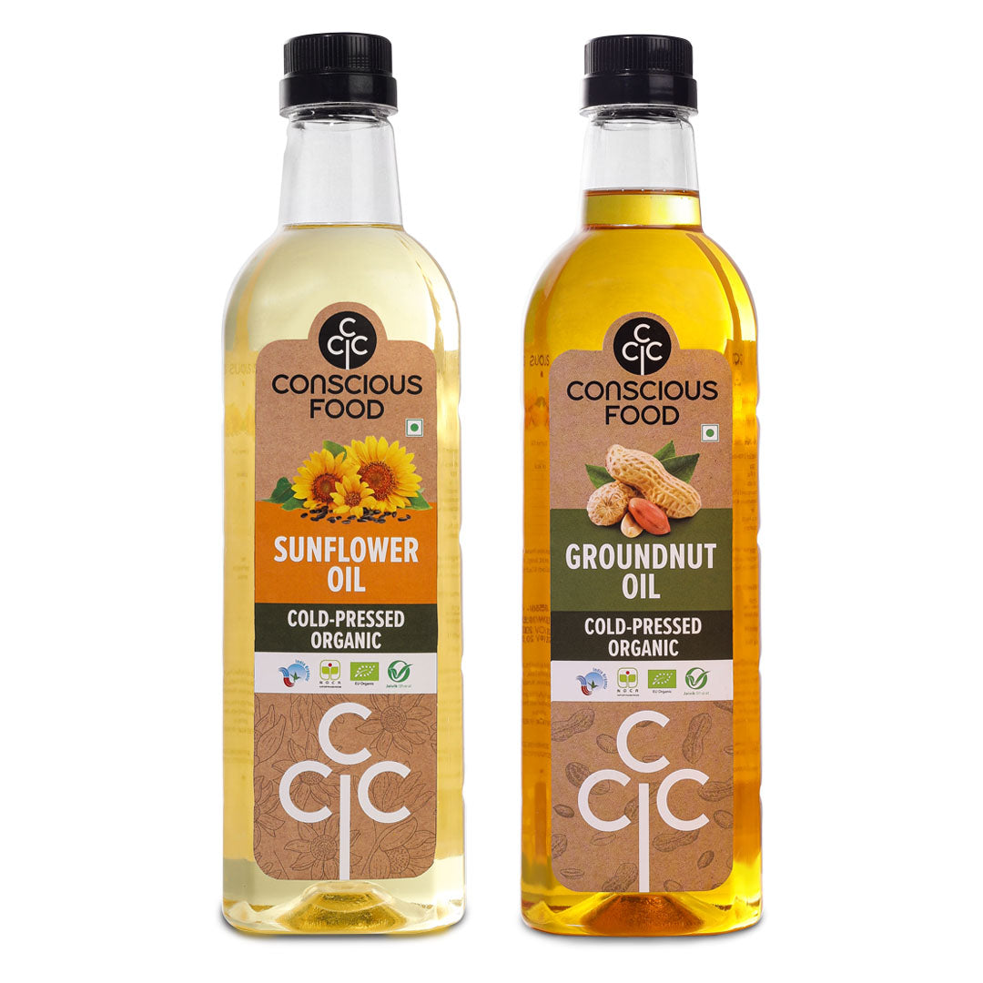 Pack of Sunflower Oil and Peanut Oil - Conscious Food Pvt Ltd