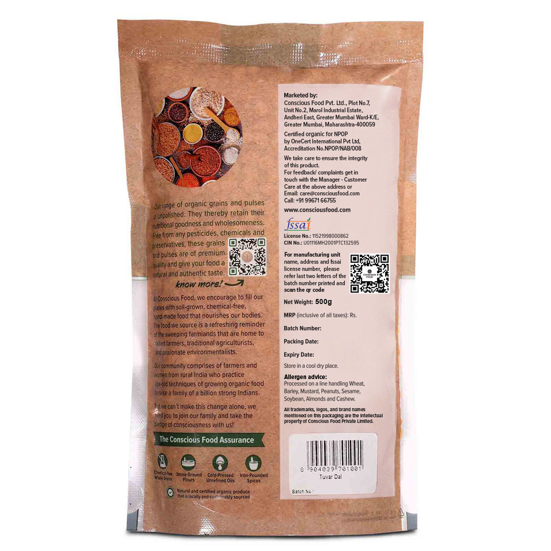 Tuvar Dal / Pigeon Pea - Mumbai Only - Conscious Food Pvt Ltd
