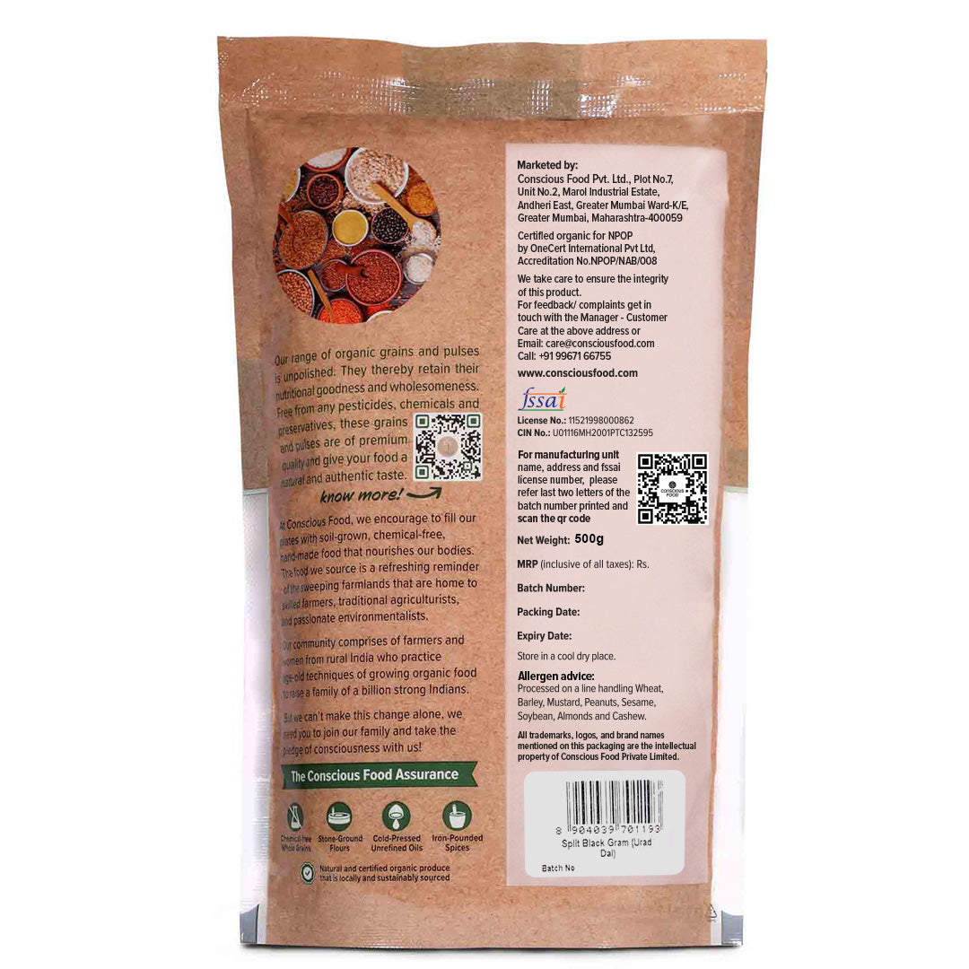 Urad Dal / Split Black Gram - Conscious Food Pvt Ltd