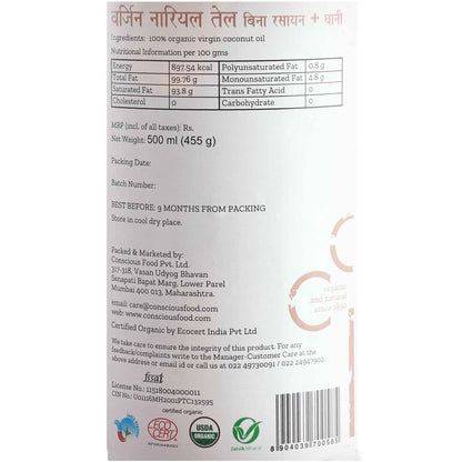Virgin Coconut Oil - Conscious Food Pvt Ltd