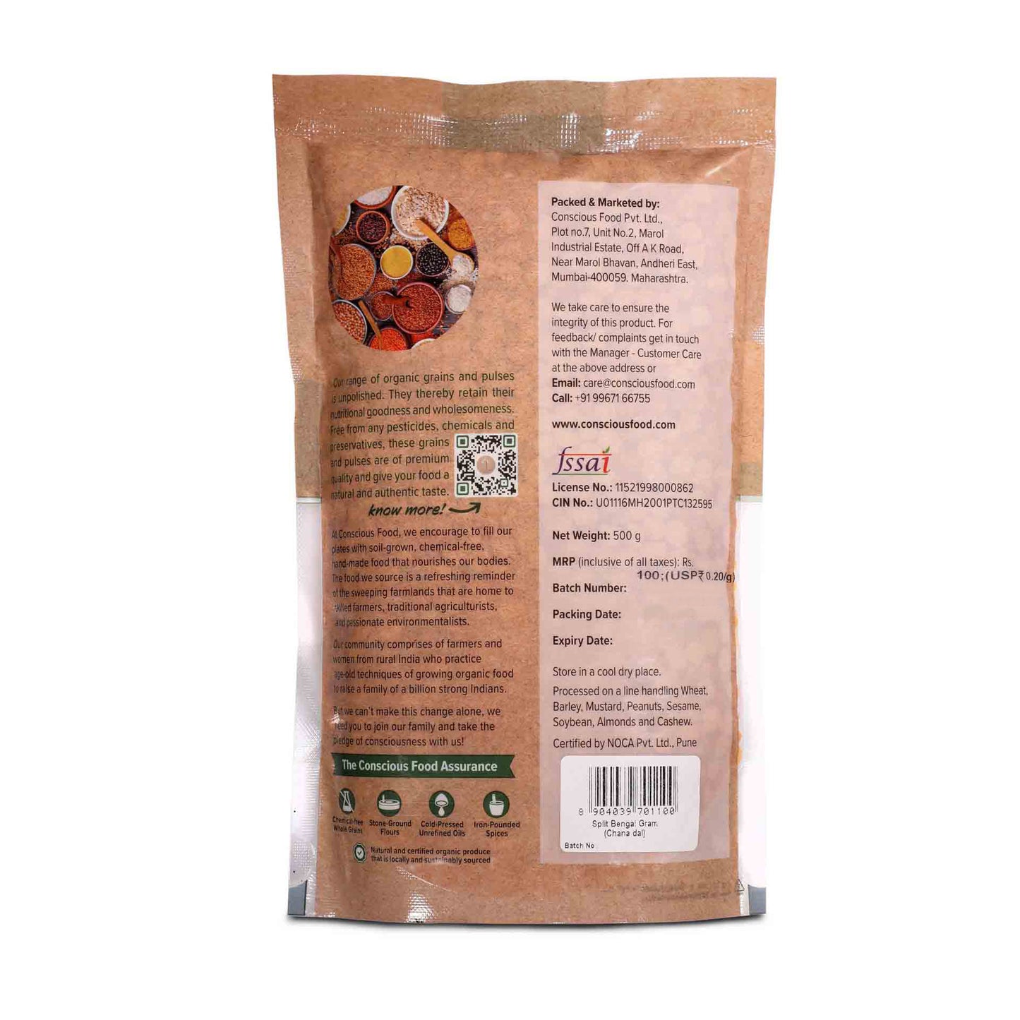 Chana Dal / Split Bengal Gram - Conscious Food Pvt Ltd