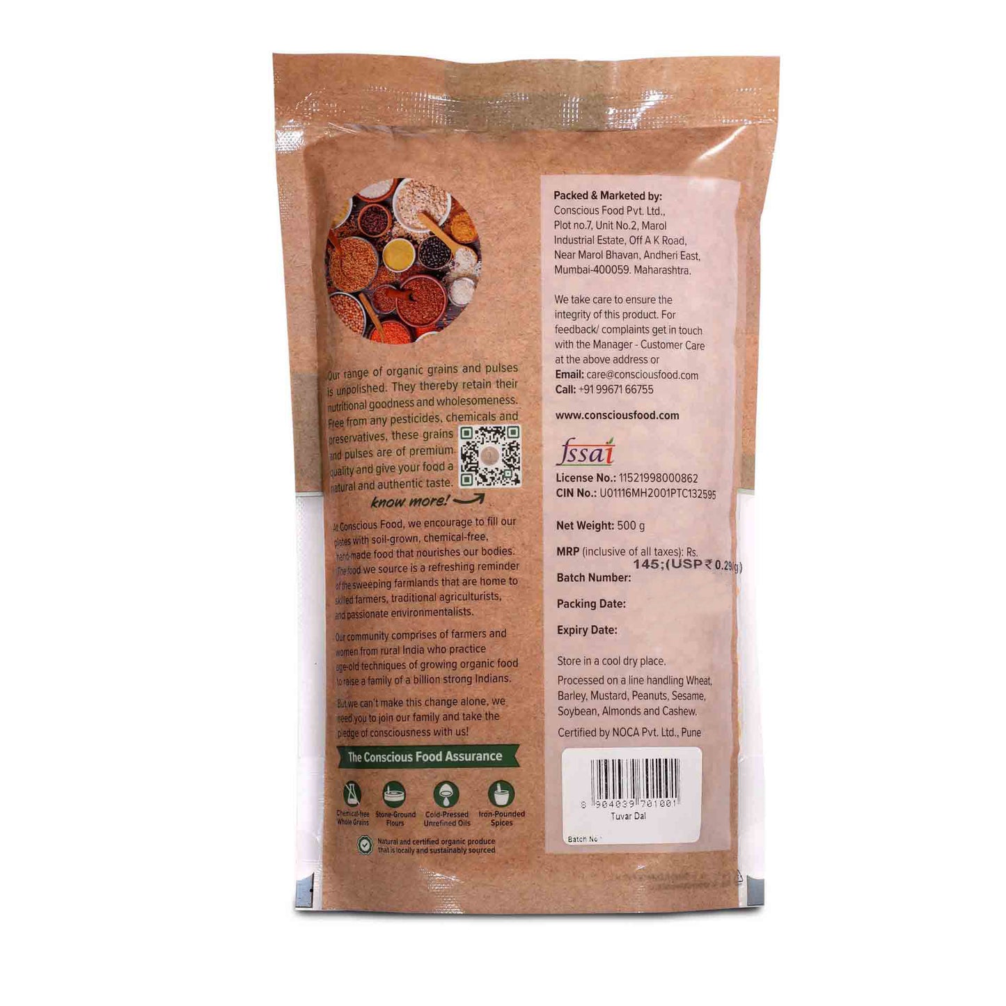 Tuvar Dal / Pigeon Pea - Conscious Food Pvt Ltd